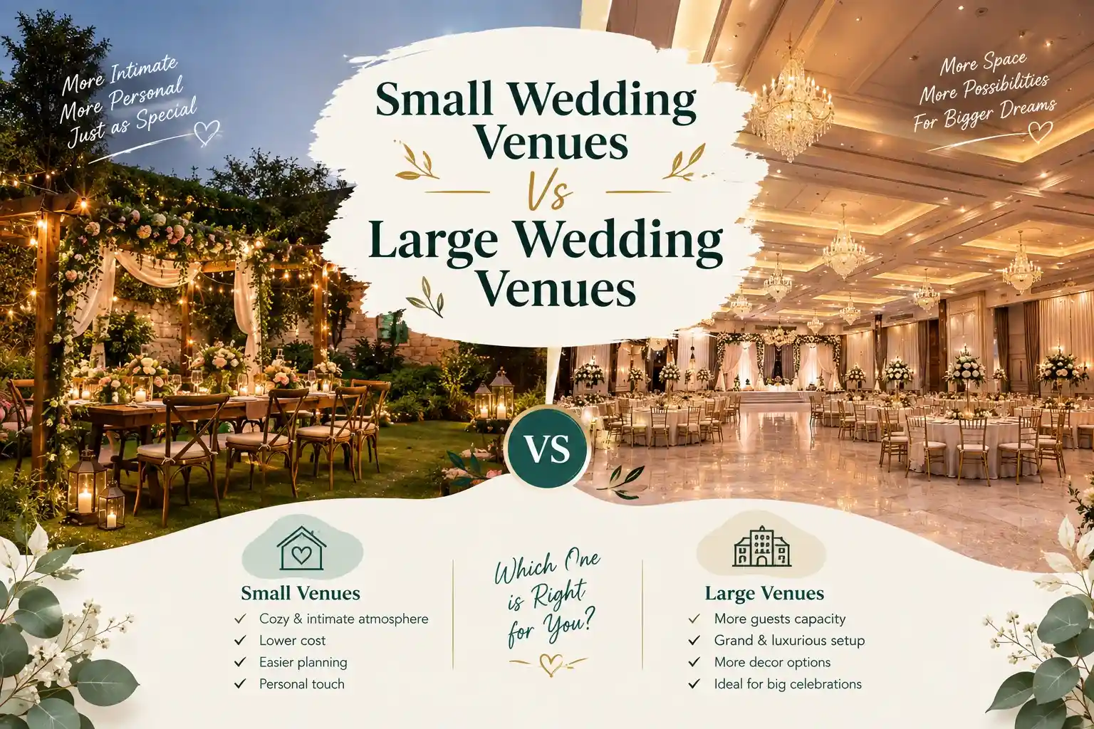 Small vs Large Wedding Venues: Key Differences & Guest Capacity