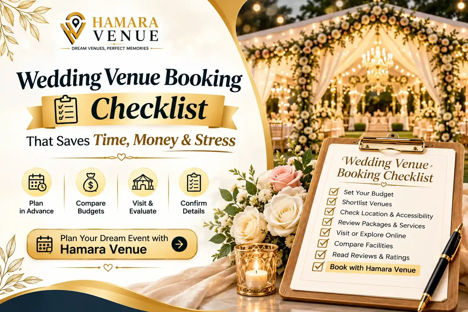 Wedding Venue Booking Checklist That Saves Time, Money & Stress