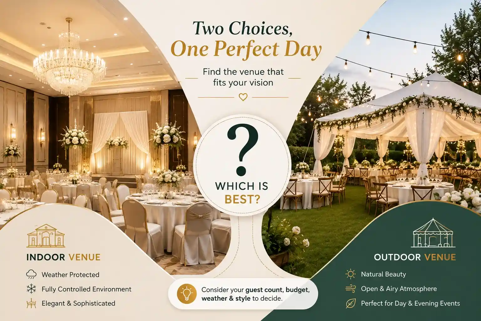 Indoor Vs Outdoor Wedding Venue – Pros, Cons & Key Differences